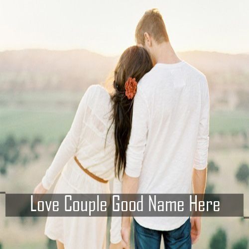 Romantic love couple hands holding profile image with name