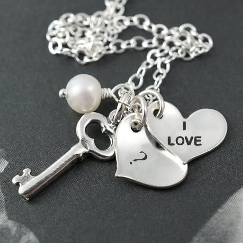 Silver love heart pendant on alphabet your name letter pictures