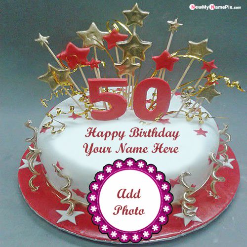 50th Age Birthday Cake On Write Your Name Pictures