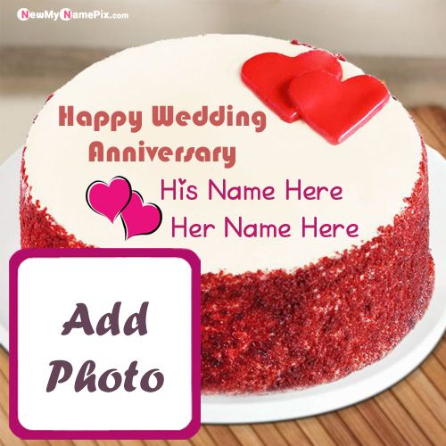 Special Couple Name Happy Wedding Anniversary Cake Wishes Photo Frame Edit