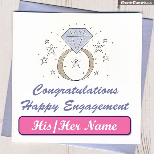 Happy Engagement Congratulations Wishes Greeting Card Photo With Name Pic