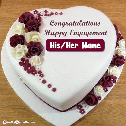 Happy Engagement Cake With My Name Wishes Pictures Create Online