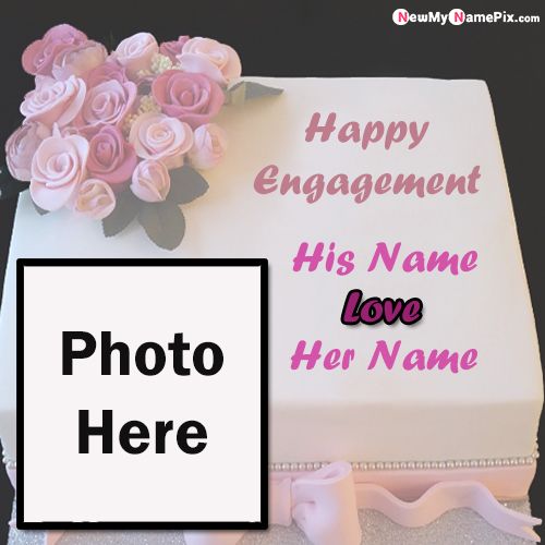 Happy Engagement Wishes Photo Frame Cake Special Name Write