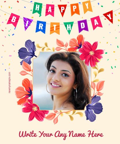 Birthday Wishes Photo Frame Flowers Card Create Name Write Download Pics