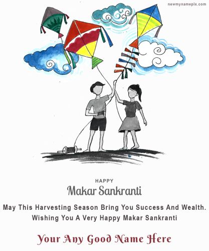 Happy Sankranti Festival Greeting With Name Card Edit Online Tools