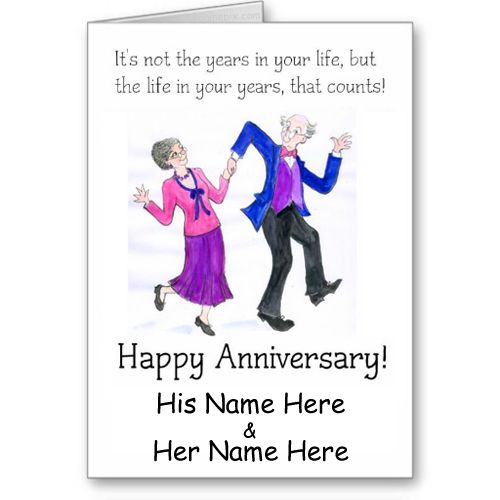 Wedding Anniversary Wishes Old Couple Name Image - Name Anniversary Cake