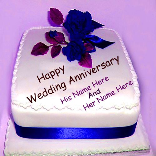 Wedding Anniversary Wishes Romantic Cake On Couple Names Pictures Create