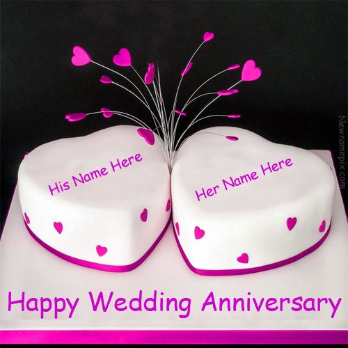 Lovely Wedding Anniversary Wishes Cake With Couple Name Pictures Create