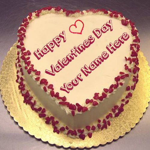 Valentines Day Love Heart Cake Dp Name Pictures - Create Cake Photo