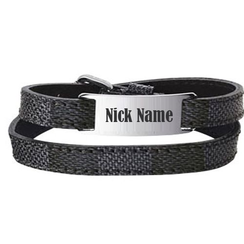 Leather bracelet silver plate profile with custom name images download