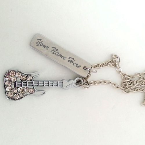Personalized name write guitar plate necklace picture editor free