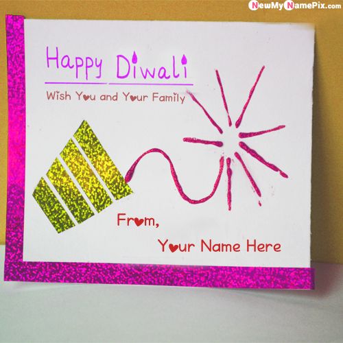 Wish You Family Name Write Diwali Greeting Card Pics