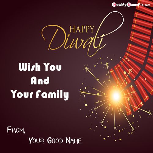 Create My Name Beautiful Diwali Crackers Wish Card