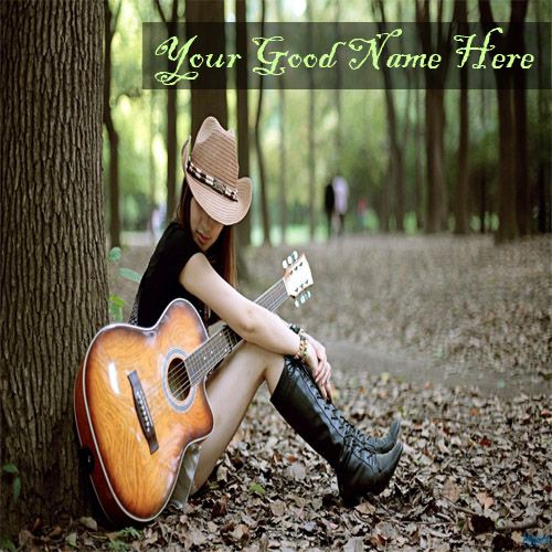 Awesome Girl With Music Guitar Name Pictures - Girls Name Photos