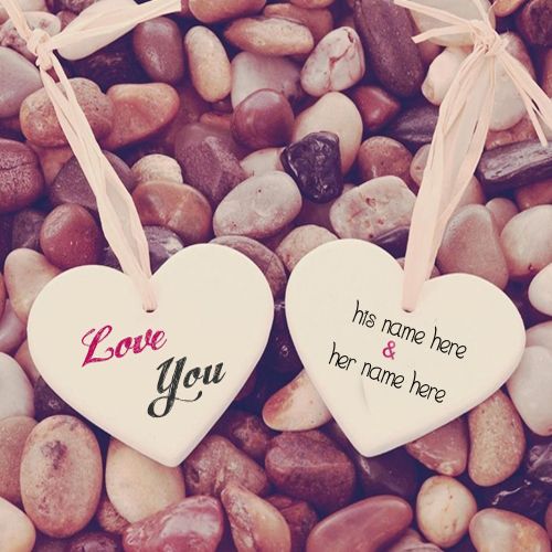 New Love You Heart On Pebbles Name Picture - Love  Couple Name