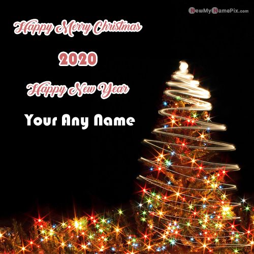 Christmas And 2020 New Year Wishes on Your Name Picture - Name Edit Card