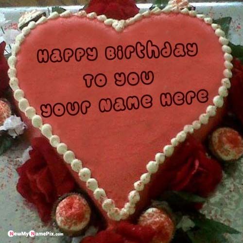 Heart Shaped Birthday Cake Wishes Image With Name Photo
