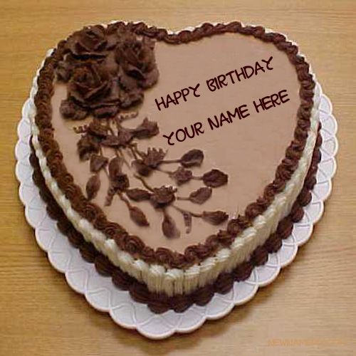 Heart Shaped Chocolate Birthday Cake With Name - Birthday Name Photo
