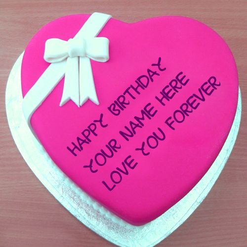 Lover Name Birthday Wishes Heart Pink Cake Pictures - Name Birthday Cake