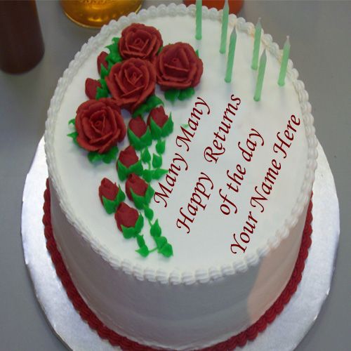 Many Many Happy Returns Of The Day Cake With Name Image