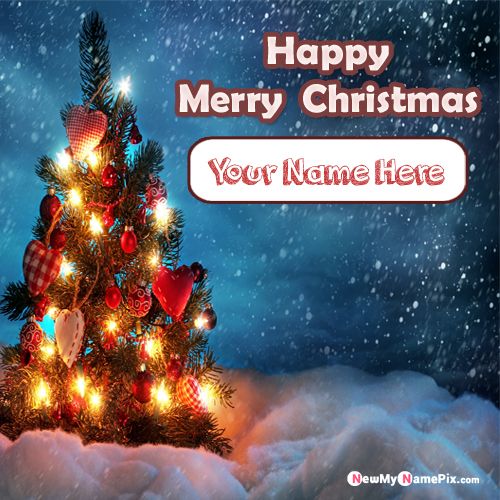 Merry Christmas Day Beautiful Pictures Write Your Name - Greeting Card Create