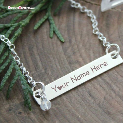Personalized sterling silver bar necklace with name profile photo