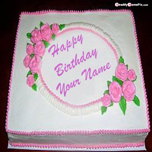 Nice Rose Decoration Birthday Cake With Name - Hbd Status Download