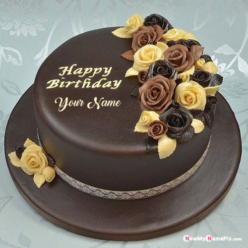 Chocolate Birthday Wishes Cake Template With Name And Photo