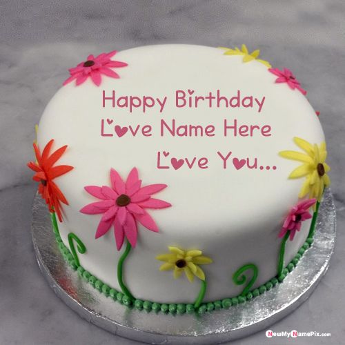 Romantic Happy Birthday Cake With Name Photo Downloads