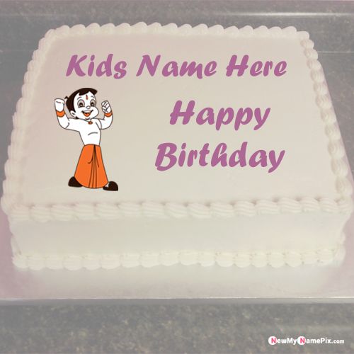 Chota Bheem Birthday Cake With Children Name Wishes Picture Free