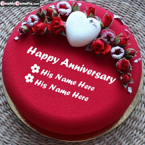 Flowers Anniversary Cake Wishes Couple Name Pictures Creating