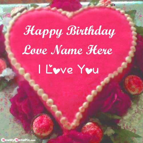 Red Heart Birthday Cake Wishes Images Special My Name Writing