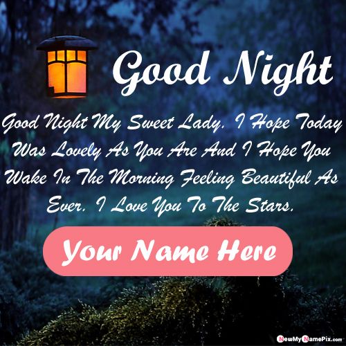Good Night Quotes Message Images With My Name Greeting Card Download