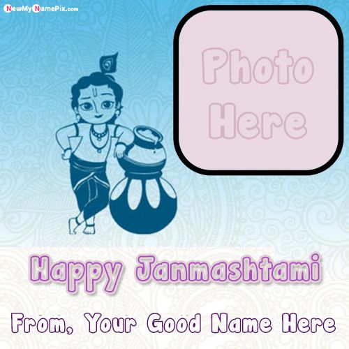 Happy janmashtami wishes photo with name god Krishna status send