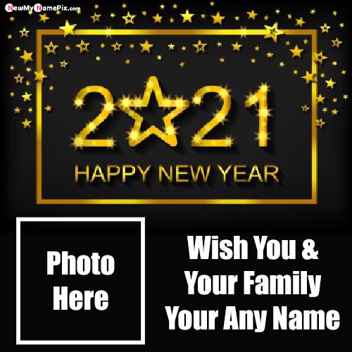 Write My Name With Photo Frame New Year 2021 Wish Card Download