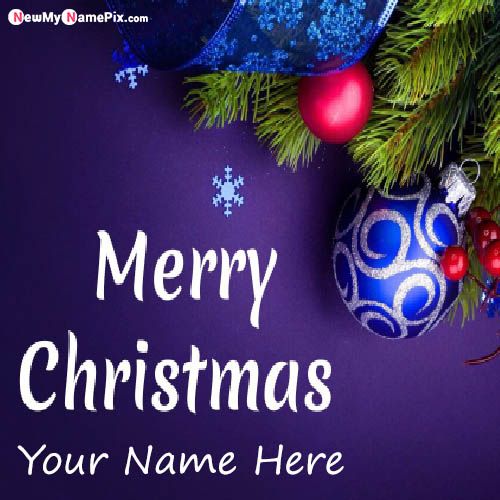 Happy Merry Christmas Greeting Card Photo With Name