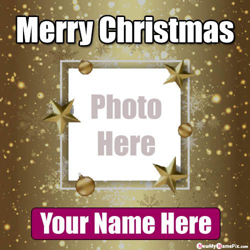 Merry Christmas Photo Frame Greeting Card With Name