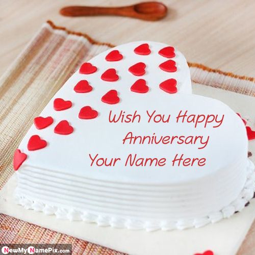 Anniversary Romantic Cake With Name Wishes Images