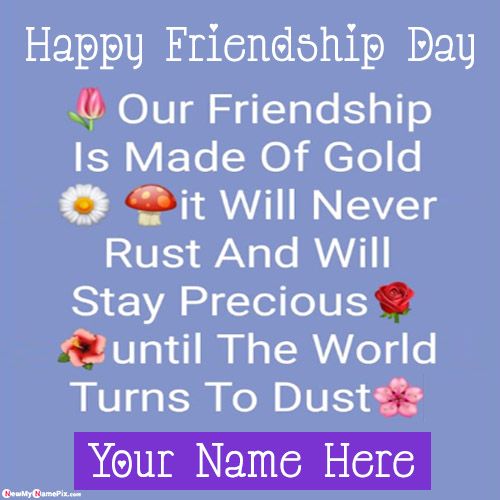 Cute Friendship Day Message Create My Name Greeting Card