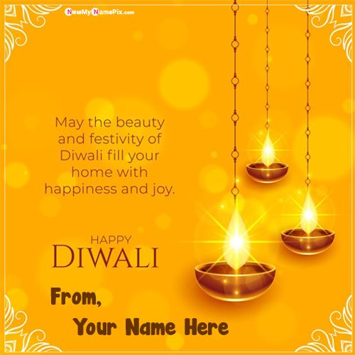 English Message Diwali Wishes Greeting With Name Cards