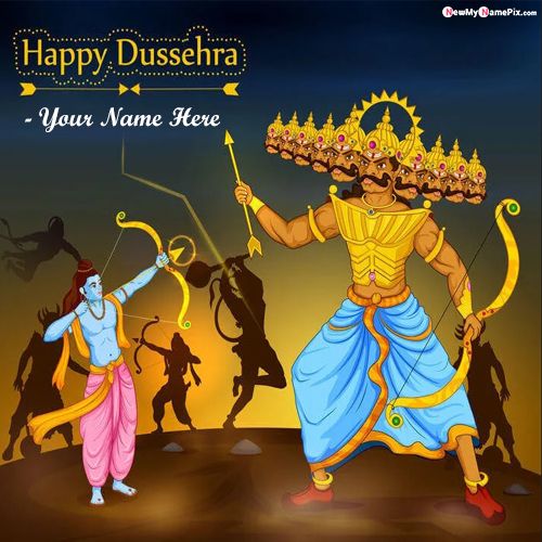 Unique Festival Photo Happy Dussehra Greeting Card With Name Pic