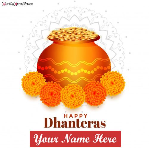 Latest 2021 Happy Dhanteras Wishes Photo With Name Card