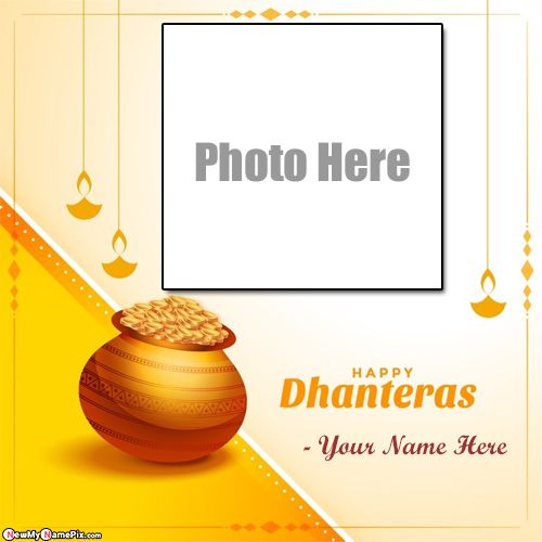 Happy Dhanteras Wishes Latest Image With Name Write Photo Frame