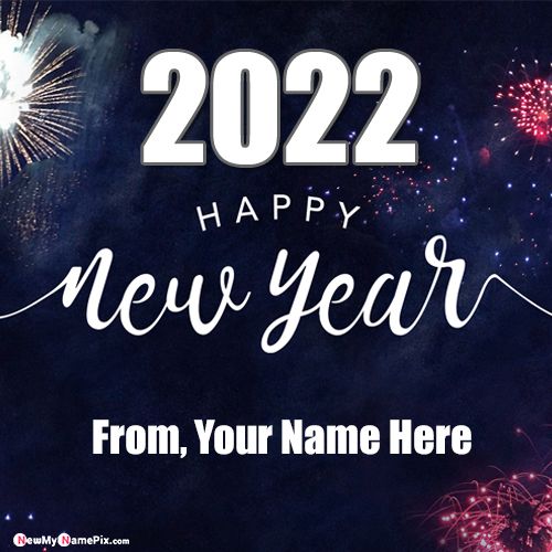 2022 Happy New Year Wishes Name Card Create