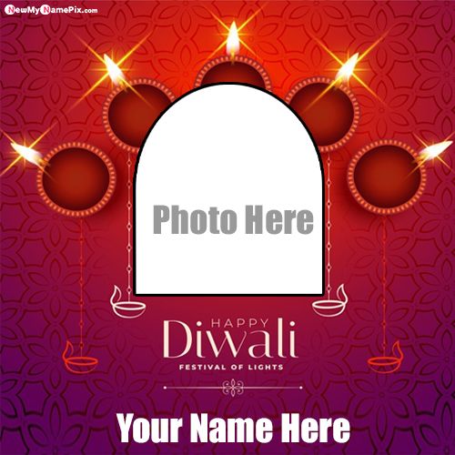 Happy Diwali Wish You Name With Photo Create Card