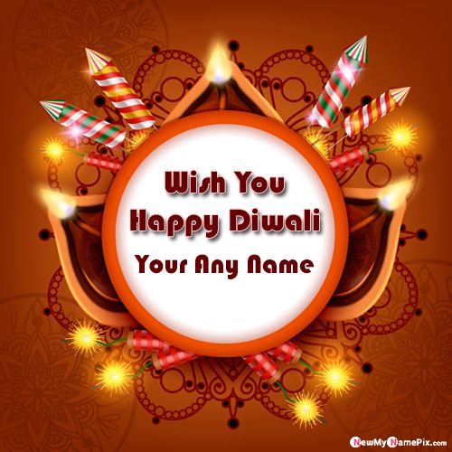 Latest 2021 Happy Diwali Crackers Wishes Name Card Pic