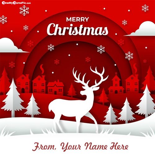 Happy Merry Christmas Greeting With Custom Name Writing