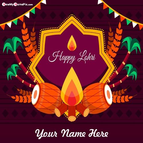 Happy Lohri Greeting Photo Wishes Name Card Create