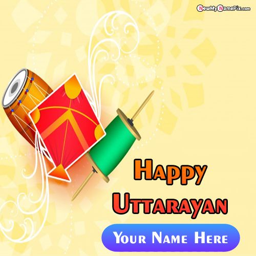 Festival Happy Uttarayan Greeting Card Photo With Name Create