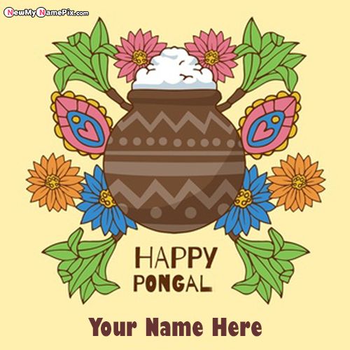 Happy Pongal 2022 Wishes Images With Name Greeting Card